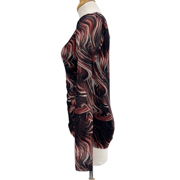 Rachel Zoe NWT Brown, White, and Black Swirl Pattern Long Sleeve Top, Small - Picture 6 of 16
